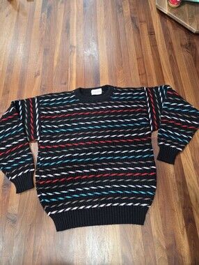 Vintage 90's Textured Knit Grandpa Core Made In USA Cosby Style Size M/L
